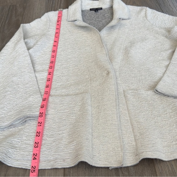 Eileen Fisher Knit Organic Cotton Blazer Stone Gray Women’s size Large Petite - Picture 10 of 13